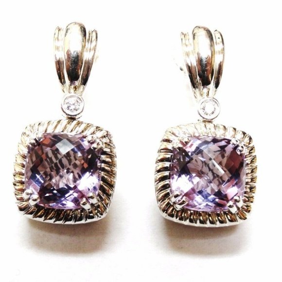 CHARLES KRYPELL .925 14K Gold Amethyst Dia Earring - Picture 1 of 6